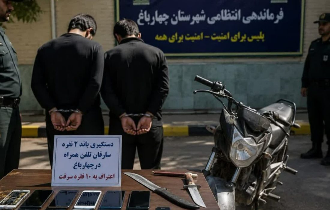 دستبند پلیس بر دستان سارقان خشن تلفن همراه در چهارباغ
